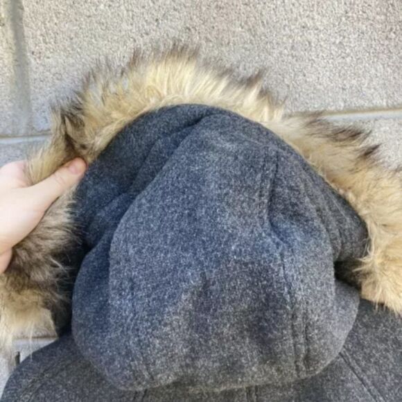 New Madewell Vancouver Wool blend Parka Dark Grey Size small - Picture 3 of 6